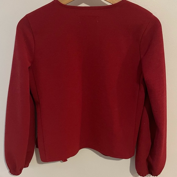 Madewell Texture and Thread Red Crepe Wrap Blouse - Picture 11 of 16